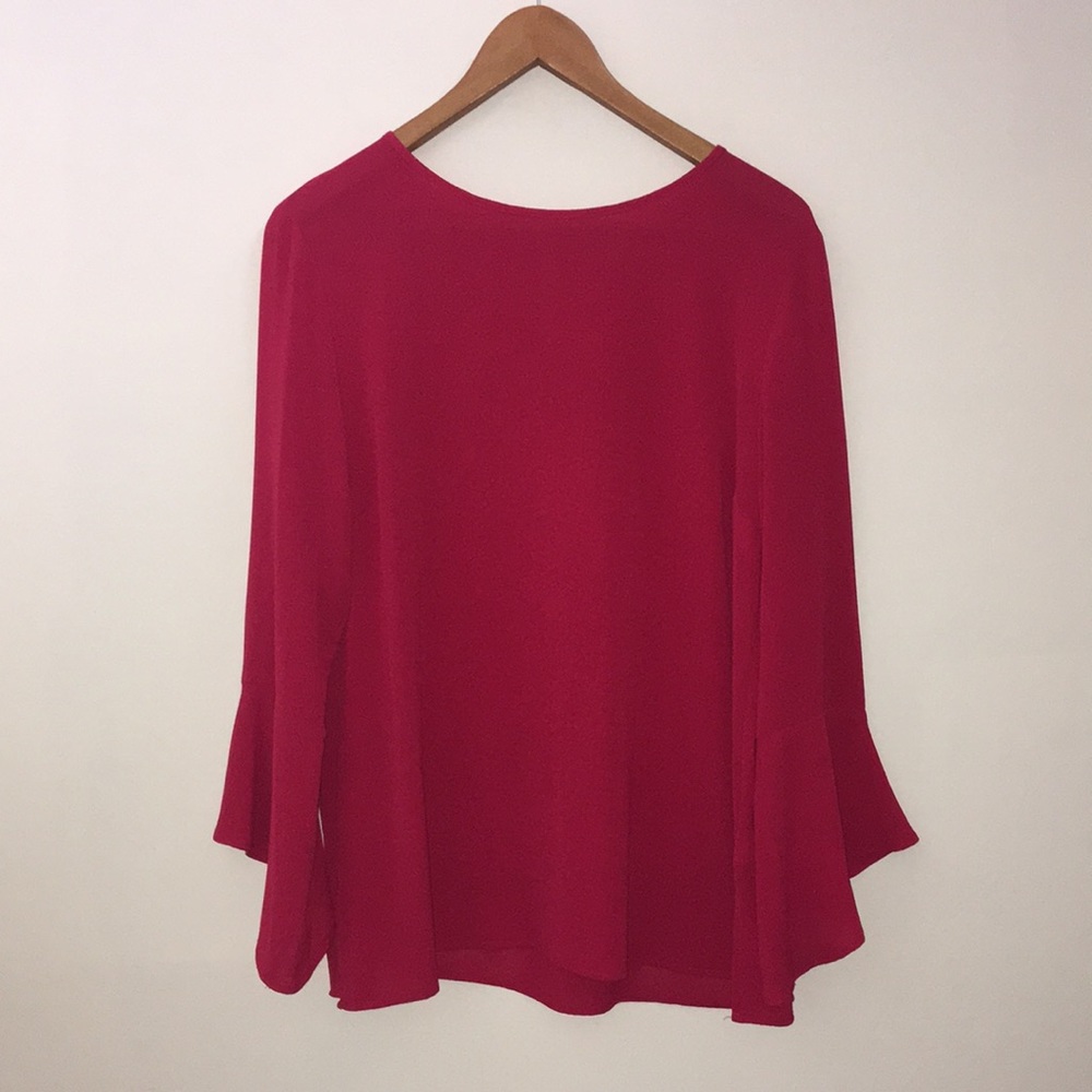 Michael Kors Deep Pink/Fuscia Bell Sleeve Blouse L - Picture 1 of 4